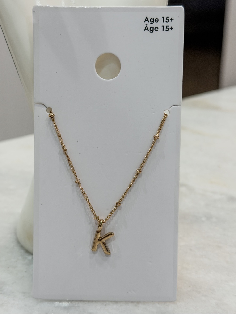 “K” Initial Rosetone Pendant Necklace